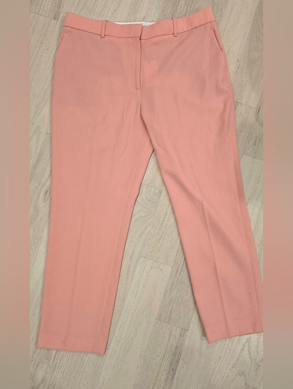 Reiss Apricot Pink Ribbed Dress Pants Tailored Slim Leg